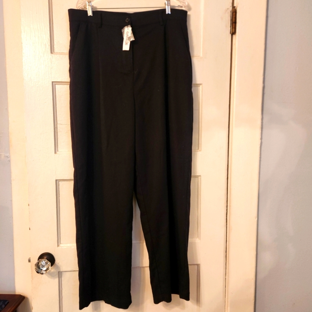 Garage Pants, Porter Pleated Straight Jet Black Pantalon Sz XL Wide Leg NWT
